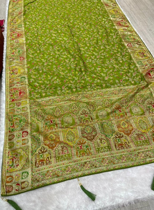 AJ-Dildar – Pashmina Saree with Jhal Design