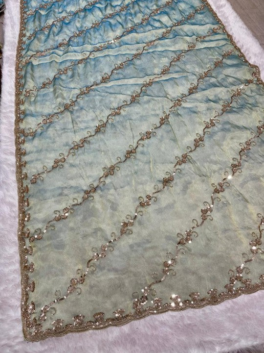 DF-Nihar | Tissot Fabric Saree with Lehariya Design