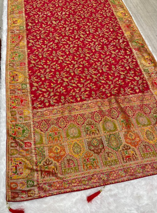 AJ-Dildar – Pashmina Saree with Jhal Design