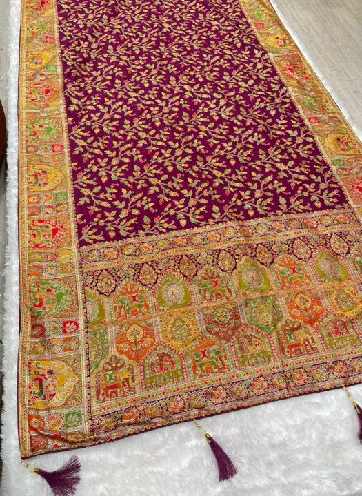 AJ-Dildar – Pashmina Saree with Jhal Design