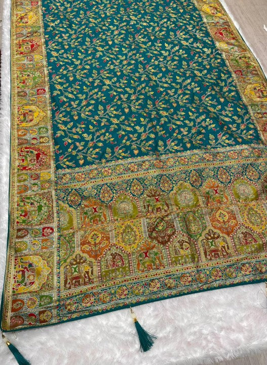 AJ-Dildar – Pashmina Saree with Jhal Design
