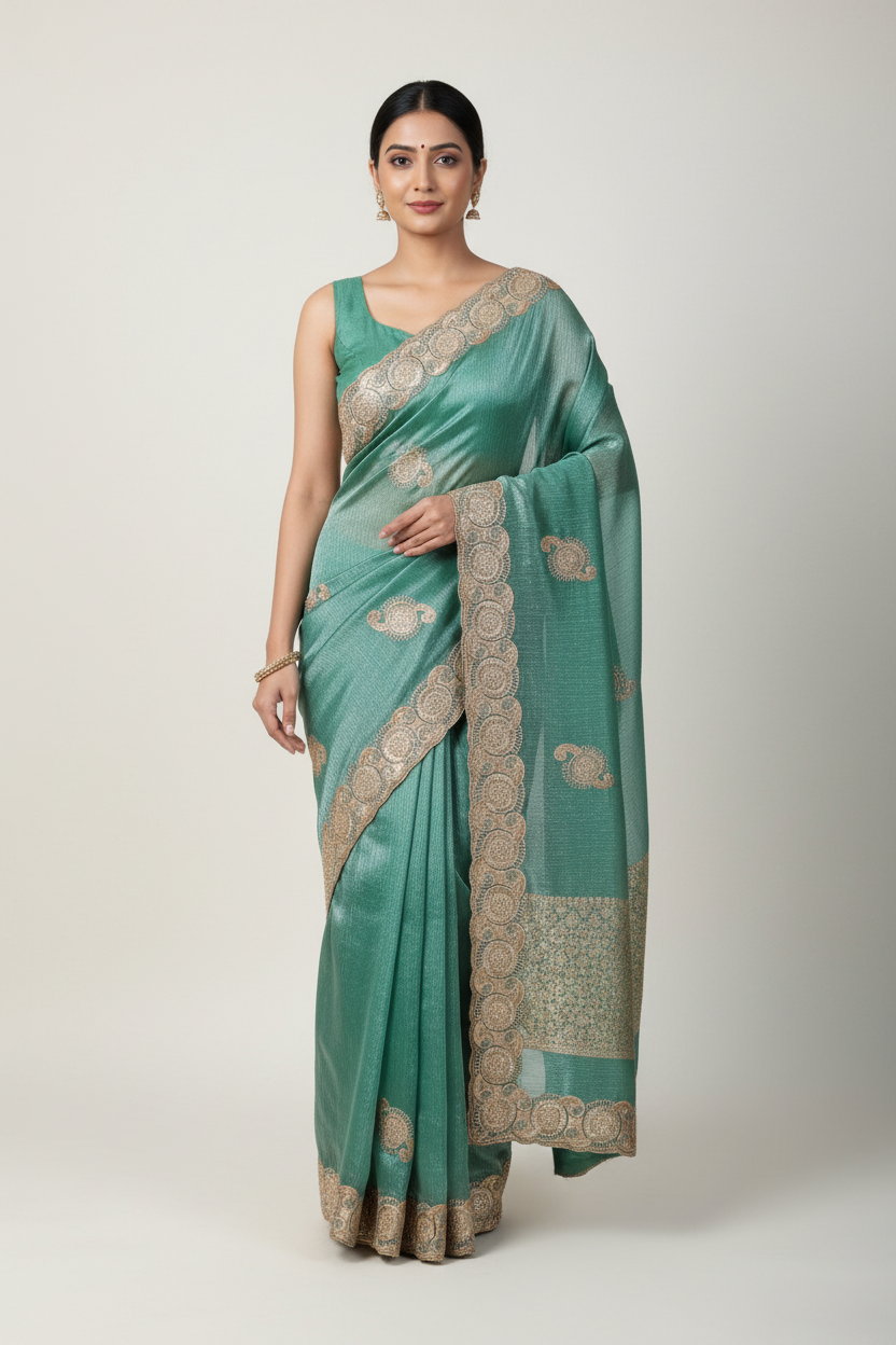 Preeti Sea Green on Model