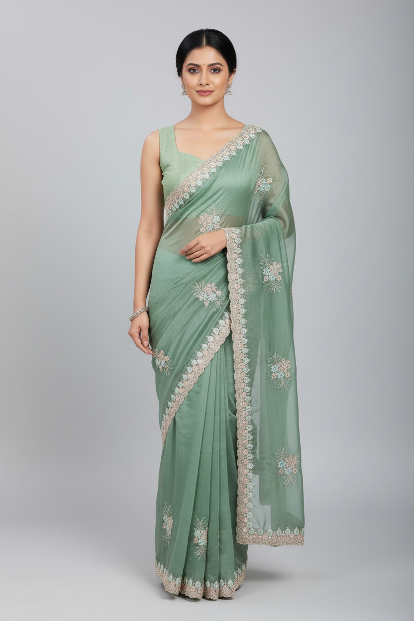 Ruchika Light Green Plain Blouse
