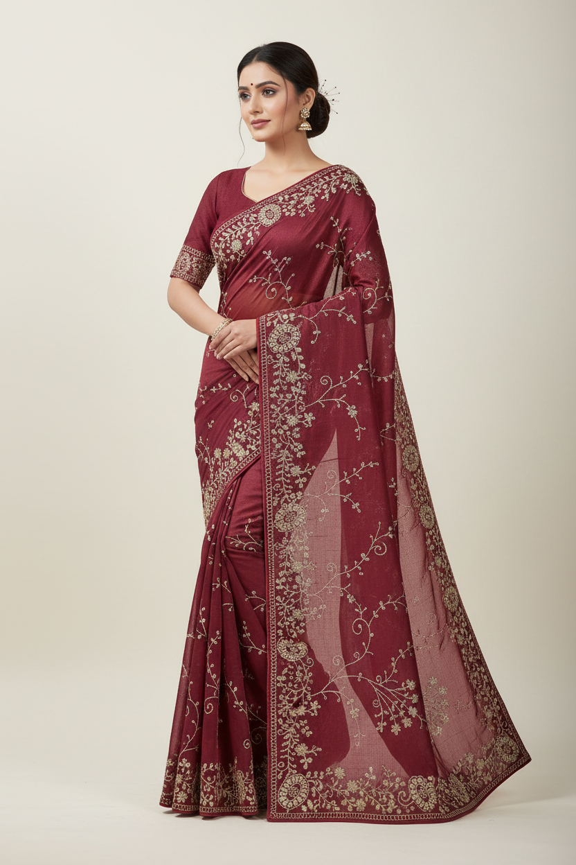 Savitri Marron Half Sleeves
